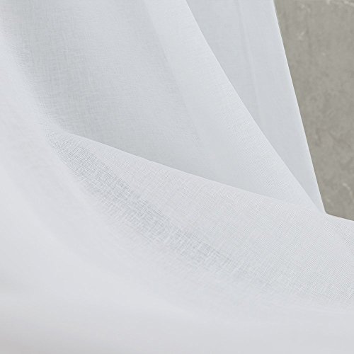 Lifonder Semi Sheer Window Curtain Valances - Linen Look Home Decor Rod Pocket Semi Sheer Voile Drape Window Treatment Tier Set For Kitchen Bedroom Living Room, White, W55 X L18 Inch, 2 Packs #TOP3