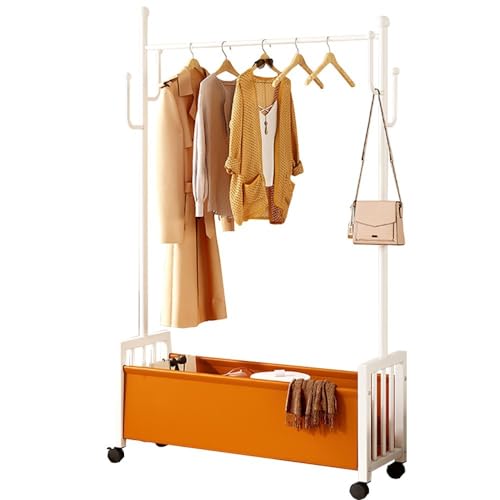 Sturdy Metal Clothes Rack on Wheels 80kg Capacity Easy Assembly Storage Shelf for Bedroom Entryway Office Available in 60/80/100CM Sizes Durable and Versatile.