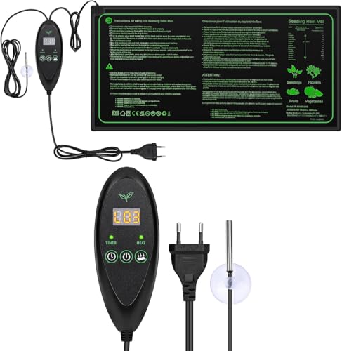 Pfloge® Estera Calentadora con Termostato, Estera Térmica para Terrario, Almohadilla de Calentamiento de Invernadero para Plantas PVC Impermeable con 6 Niveles de Temperatura y 6 Niveles de