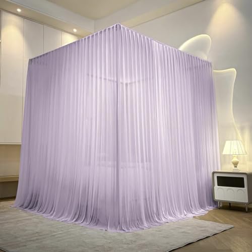 Cortina de satén de seda premium para dosel de cama con acabado sólido y suave 2