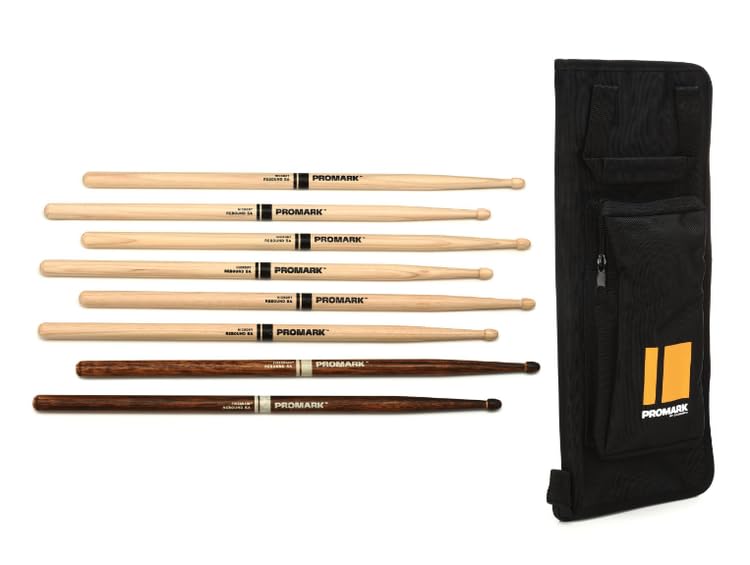 Baquetas Promark Select Balance Rebound de Caoba para Batería, tamaño 5A, punta de madera acorn, 3 pares + bolsa para baquetas (4 paquetes) miniatura 1