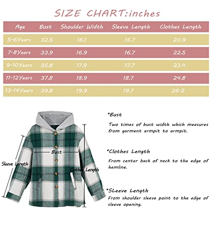 Image of Girls Cute Flannel Plaid Button Down Top with Pockets Long Sleeve Hooded Jacket