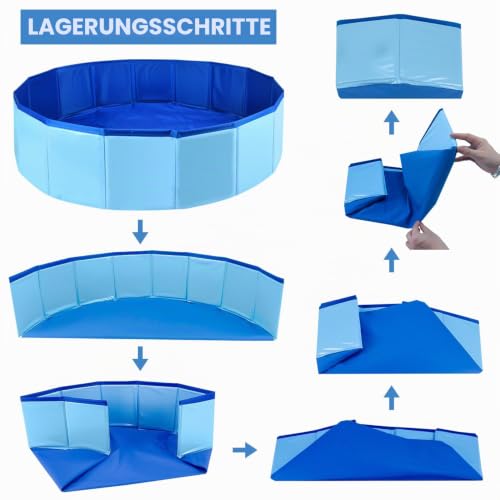 Fulhdedi Faltbarer Hundepool, 60 x 20 cm Hundeplanschbecken, PVC Faltbares Haustier Hund Planschbecken, Blau Tragbares Schwimmbad für Haustiere Hund Schwimmbad für Indoor Outdoor