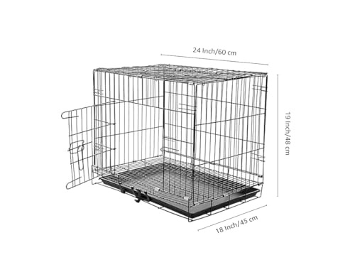amazon basics Foldable Metal Wire Dog Cage/Crate/Carrier with Tray, Single Door, 24 Inch, Black, Medium