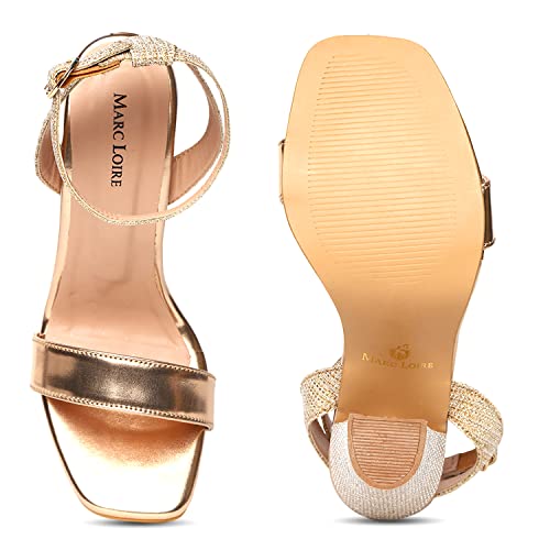 Image of Marc Loire Women's Faux Leather Comfortable Block Heel Sandals for Casual, Party and Formal Occasions.