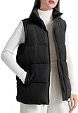 Maeau   Gilet Femme Sans Manches Manteaux en Duvet Col Montant Chaude Veste en Coton Automne Hiver L Noir