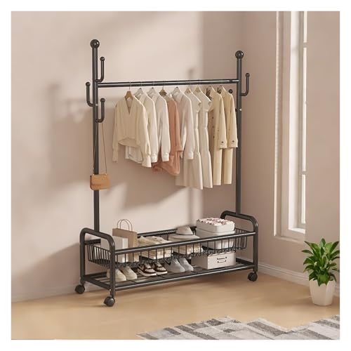 Perchero negro con ruedas 80 cm portátil