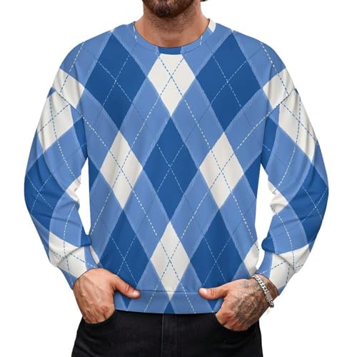 Plaid Fall Casual Loose Long Sleeve Crewneck Pullover Sweatshirt for Men And Women