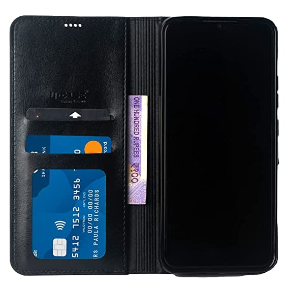 Image of U-Case Compatible with Realme 5 / Realme 5i / Realme 5s / Realme Narzo 10 Flip Cover | Leather Finish | Inside Pockets & Inbuilt Stand | Shockproof Wallet Style Magnetic Closure Back Cover Case
