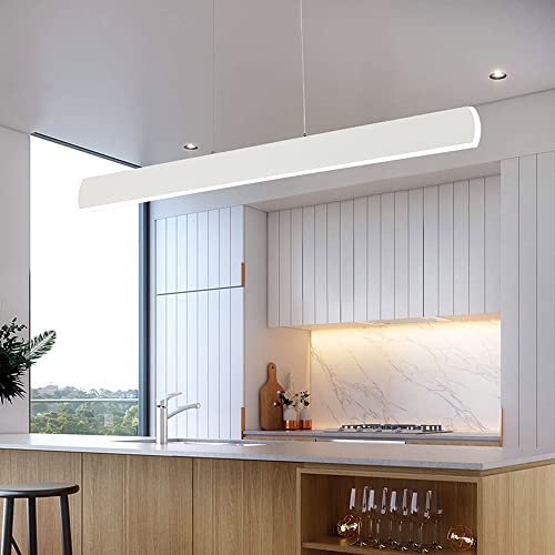 Luminaire suspendu linéaire de 39,37 pouces et lustre LED de table à manger minimaliste de 21W