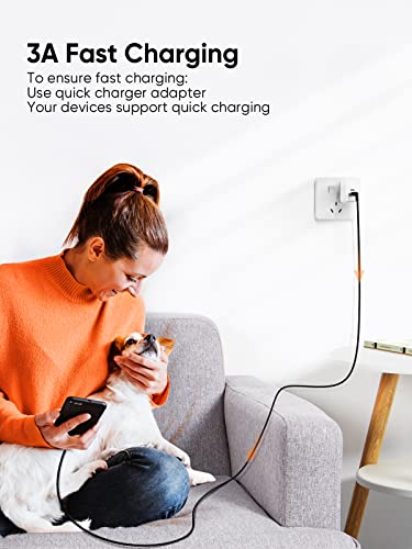 Image of Long USB C to USB A 6ft*2,USB A to Type C Cord for iPhone /Laptop /Carplay | Anti Tear Braided, 0.5ft~10ft, 3A Fast Charging, 480Mbps, 56Kohm Pull-up Resistor,for Powerbank Cellphone Android Auto