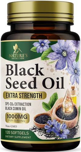 Black Seed Oil Capsules 1000mg - Premium Nigella Sativa Blackseed, Pure Natural Black Cumin Seed Oil & Antioxidant for Skin & Immune Support - Gluten Free, Bottled in USA Supplement - 120 Softgels