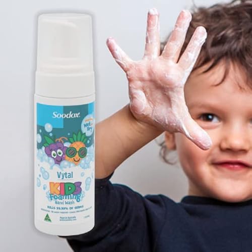 Soodox Vytal Kids Foaming Hand Wash, Gentle Hand Soap for Kids, Toddlers & Babies 6 Months+, Use Wet or Dry, Lightly Fragranced, Australian Made, 150mL
