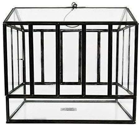 Black Glass House Terrarium – 10×7×10″ Geometric Indoor Planter Display Case