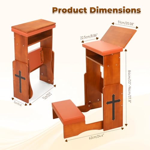 JoyPcsTable Prayer Kneeler Bench with Book Rest, Adjustable Height Foldable Kneeling Bench with Thick Padding, Portable Prayer Stool for Home, Church and Meditation by JoyPcsTable - Image 7