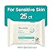 Aveeno Calm + Restore Unscented Makeup Remover Face Wipes, Fragrance Free Facial Cleansing Towelettes with Oat Extract & Calming Feverfew Leave Skin Feeling Soothed, Alcohol Free, 25 ct