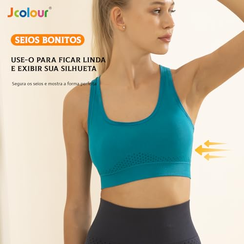 J COLOUR Top Academia Feminina Sutiãs Esportivo Feminino Sem Bojo e Sem Costura, Roupa Íntima de Mod