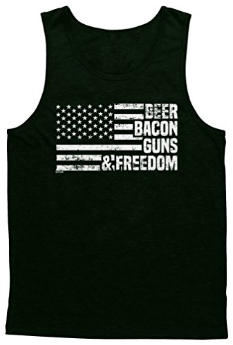 Blittzen Mens Tank Beer Bacon Guns & Freedom, S, Black