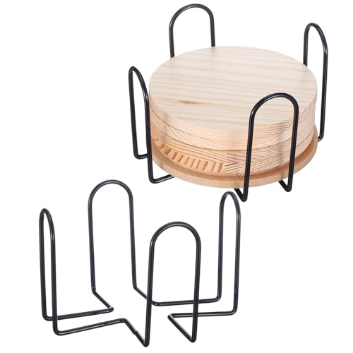 12 PCS Black Metal Coaster Holder, 4.5 Inch Iron Grid-Style Storage Rack for Square and Round Coasters, Space-Saving Organizer for Home Bar Office Restaurant