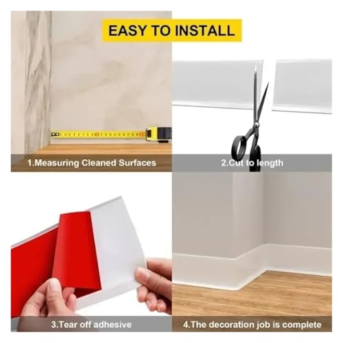 Bordure murale autocollante pour masquer les joints de plinthe PVC - 8