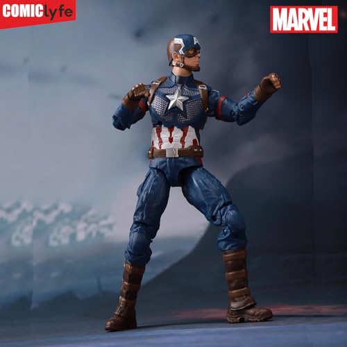 Image of Marvel Captain America Superhero Action Figure Toy (7 Inch) | Avengers Marvel Collectible Figurine | Highly Detailed, Fully Articulated Superheroes Toy | Captain America Action Figure by Comiclyfe
