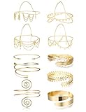 LOLIAS 10Pcs Gold Head Chain and Arm Cuff Upper Arm Band Cuff Bracelet Set for Women Bridal Bohemian...
