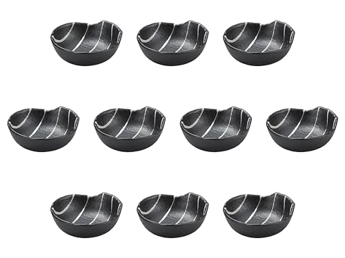 Set of 10 Striped Black Drink [5.1 x 4.9 x 1.9 inches (13 x 12.4 x 4.7 cm) | Setomonohonpo