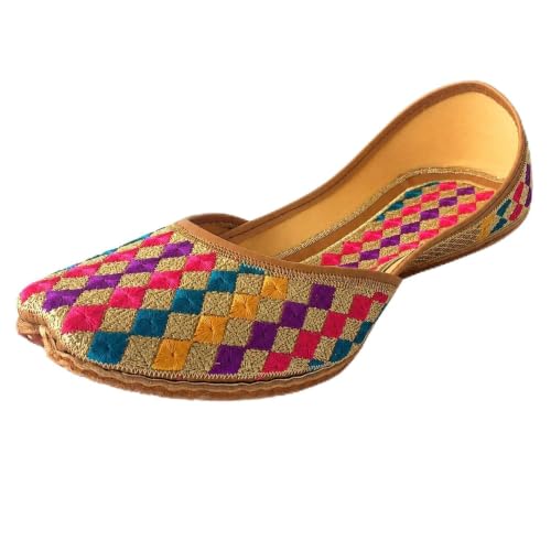 Image of Women's Phulkari Punjabi Jutti Khussa Shoes Ethnic Shoes Rajasthani Mojari