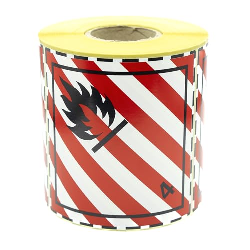 Gefahrgutetiketten Klasse 4.1 – 500 Stück – 100 × 100 mm – ADR-Aufkleber – selbstklebende Transportetiketten