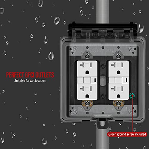 Enerlites Weatherproof Outlet Box With Three 1/2-In Threaded Outlets, Outdoor Electrical Box, 3 Holes 0.50” Each, 2-Gang, 4.53” Height X 4.53” Length X 2.16” Depth, En2350,Grey #TOP2
