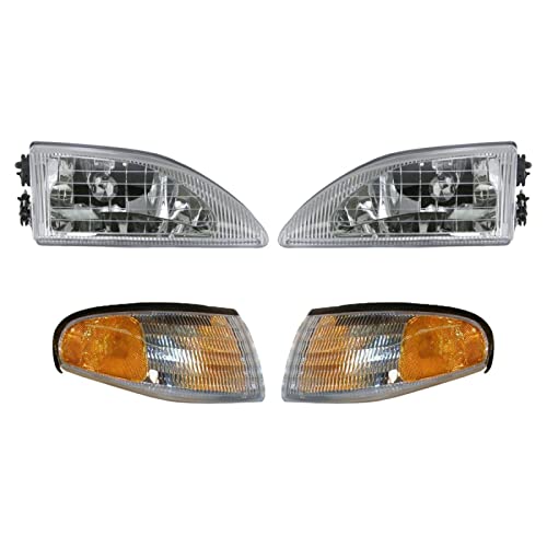1A Auto Headlights & Parking Corner Lights Left & Right Pair Set for 94-98 Mustang Cobra