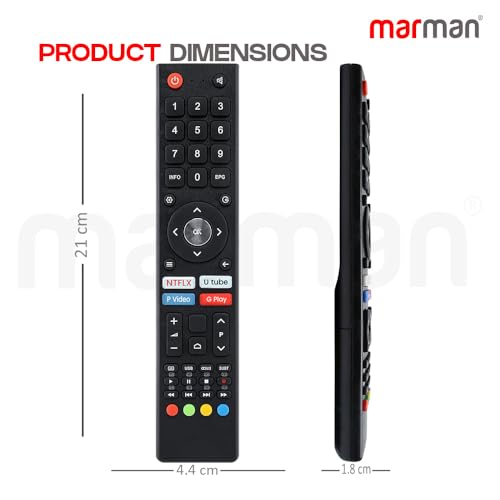 Image of marman Compatible with BPL Smart TV Remote Control Original Model 32H D5300 32H-D4301 43F-A4301 Suitable for Android HD 4k UHD LED QLED Televisions Non Voice Command with Hotkeys