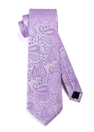 Image of HISDERN Ties for Men Paisley Floral Mens Ties and Pocket Square Cufflinks Set Classic Business Necktie Handkerchief