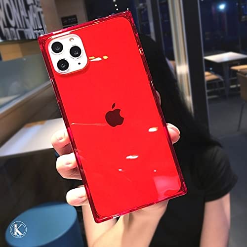 Coque carrée paillettes fluorescente pour iPhone 11 housse transparente