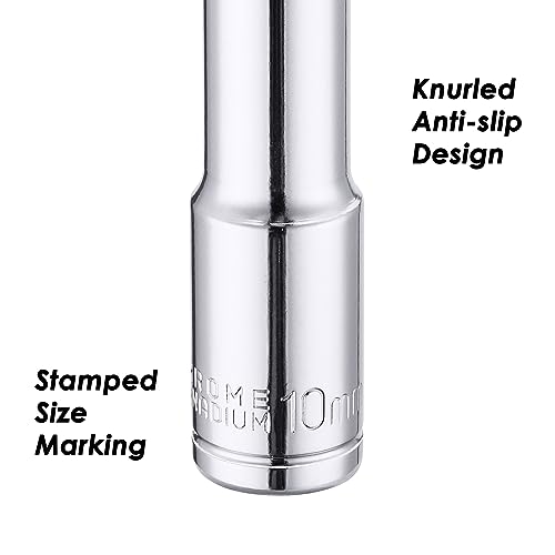 MIXPOWER 10PCS 1/4"& 3/8" Drive 10mm Deep&Shallow Socket, CR-V, Metric, Mirror Finish, 6 Point&12 Point by MIXPOWER - Image 6