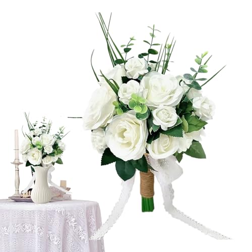 Liqzirtu Ramos de novia de imitación - Flores de boda realistas para decoración | Para el hogar, recepción de bodas, iglesia, sesión de fotos, otoño, día de San Valentín, decoración de vacaciones y