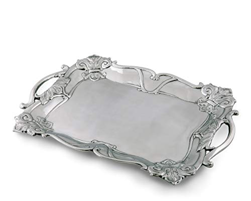 Arthur Court Designs Aluminum Fleur-De-Lis Rectangle 19 Inch X 13.5 Inch #TOP5
