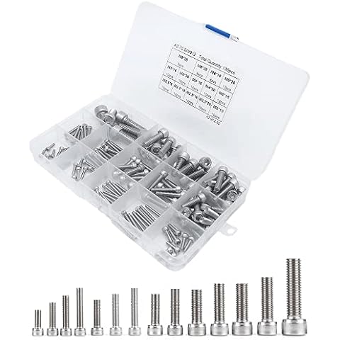 135er/set Zylinderschrauben M2.5 M3 M4 M5 M6 M8 a2-70 Inbusschrauben Schraube Sortiment Kit aus 304 Edelstahl & Aufbewahrungskasten Zylinderkopfschrauben Innensechskant Kopftschrauben Sortiment Kit Cover