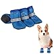 Sommer Mesh Hunde Schuhe, 4 Stück Atmungsaktive Pfotenschutz Hundeschuhe Anti-Rutsch Hundeschuhe für heiße Sommerböden, Sommer Verstellbarem Hundestiefel fürkleine Hunde (Blau, M)