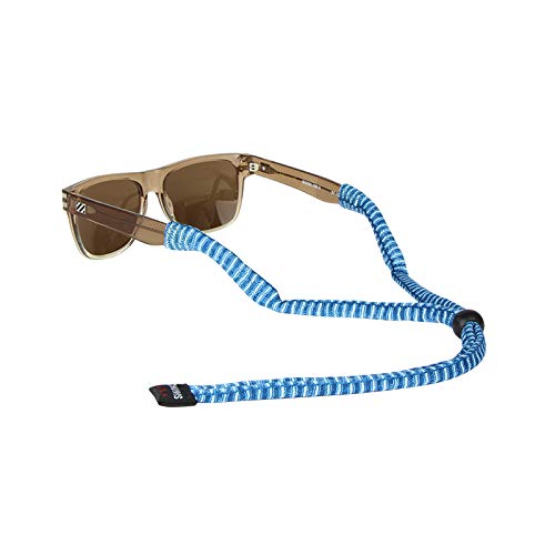 Chums Original Patterns Eyewear Retainer - Printed Unisex Sunglasses Keeper Strap (Blue/White Ticking Stripe)