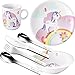 Kinderset Einhorn 7tlg. MIT Gravur (z.B. Namen) Puresigns Kinderbesteck mit Namensgravur + Seltmann Weiden Kindergeschirr