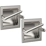WZKALY Toilet Paper Holder 2 Pack, Recessed Pivoting Toilet Paper Holder Wall Mount Stainless Steel for Large Rolls in Bathroom (Brushed Nickel)