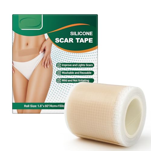kelav Parches Cicatrizantes, Parche de Silicona para Cicatriz Silicone Scar Sheets Tiritas Cicatrizantes, Cirugía Quemaduras Queloides Acné y Más, Hipoalergénico Transpirable Impermeable(1.6'×60')