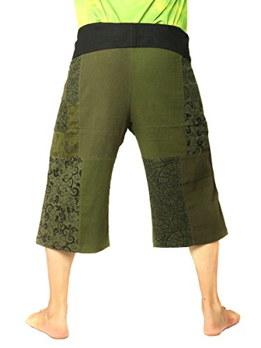 jing shop Thai Fisherman Shorts Patchwork – 3/4 Length Cotton Wrap Pants – Sturdy & Comfortable4