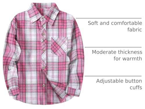 Image of SELINK Girls Long Sleeve Flannel Buffalo Plaid Button Down Shirt