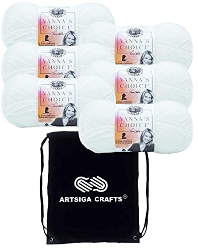 Image of Lion Brand Yarn Vanna'S Choice 860-100 White | 6 Skeins, Same Dye Lot, Project Bag, CYC #4 Worsted, 100% Acrylic, Ideal for Crochet, Knitting Blankets, Hats, Scarves