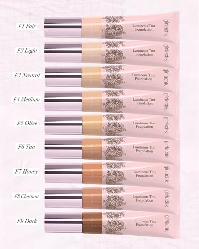Girlactik Luminous Tint Foundation – Hydrating 2-in-1 Tinted Moisturizer & Buildable Foundation with Hyaluronic Acid, Vitamin C & Squalane – Lightweight, Natural Finish - Tan