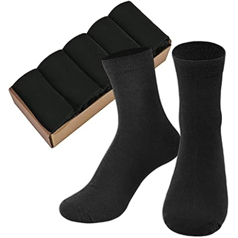 Men's Socks Crew Casual Dress Everyday All-season Comfort Moisture Wicking Socks Business Socks(Black M,5 Pairs) Cover