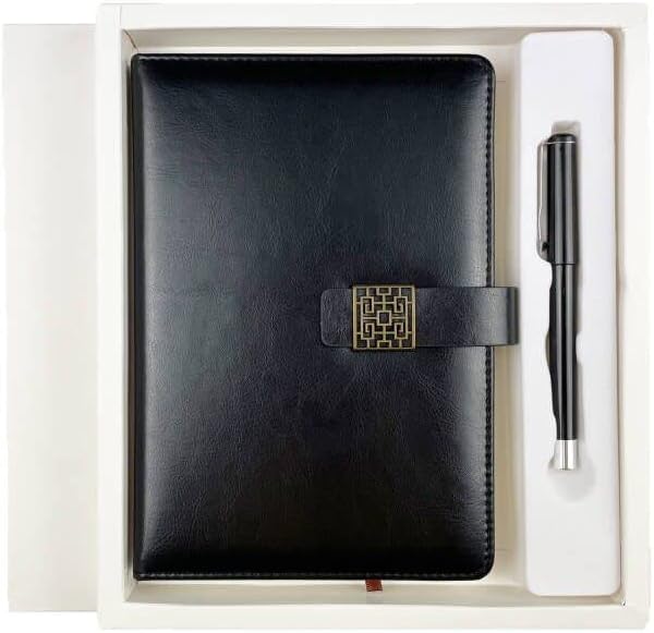 A5 Notebook with Pen 200 Lined Pages Thick Classic Luxury Journal Notepad Diary Stationary Office School Home Business Writing Note Taking for Father Day Gift