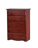 Palace Imports 100% Solid Wood 5-Drawer Chest, Mahogany. Requires Assembly